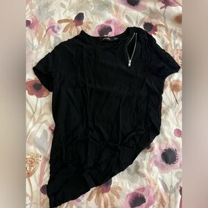 Women's Black Zip Front Top Biography Size Xs